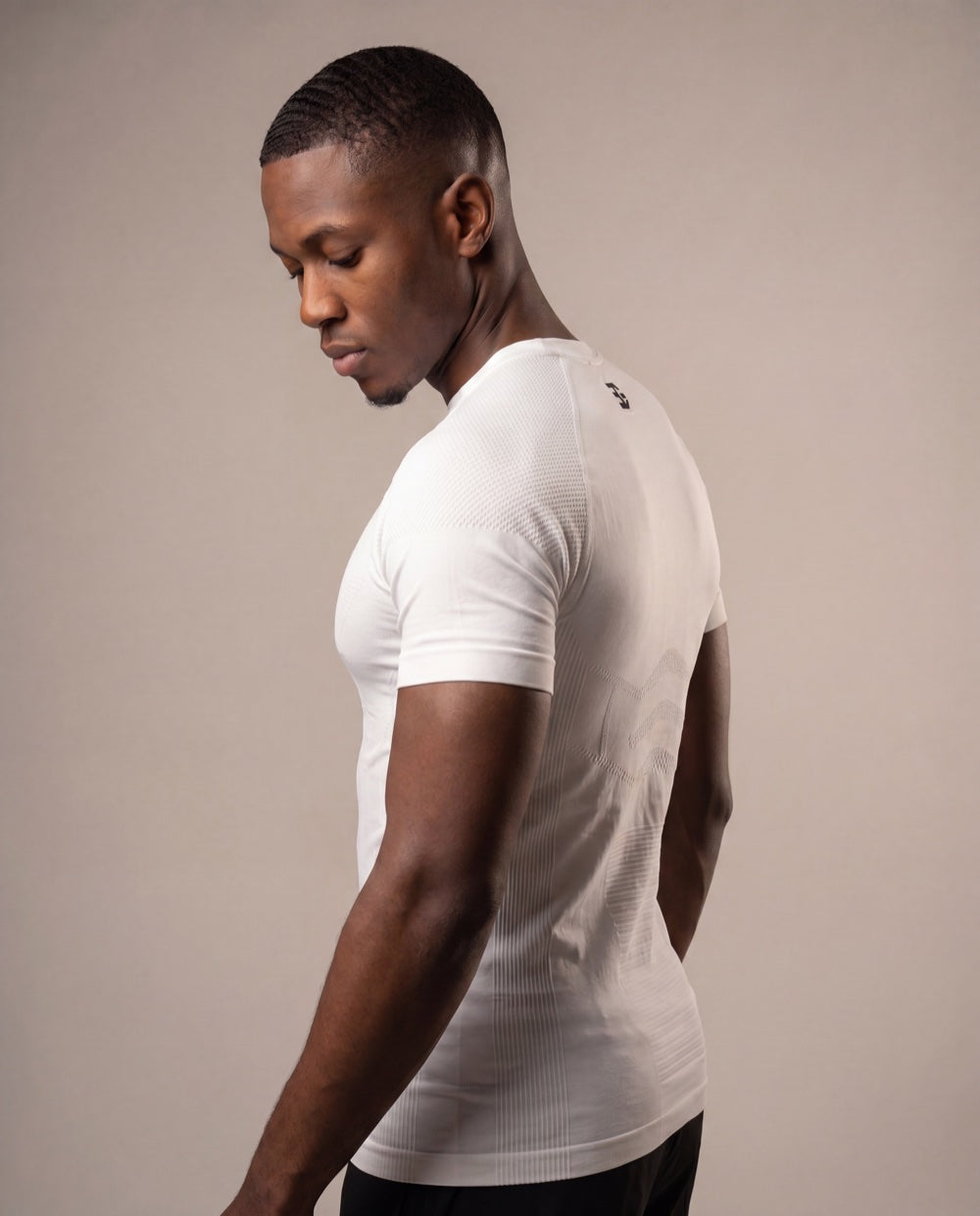 White textured compression shirt — side